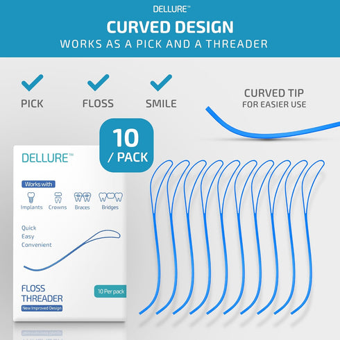 Curved Floss Threaders - 100 Envelopes of 10 (1000 Threaders)
