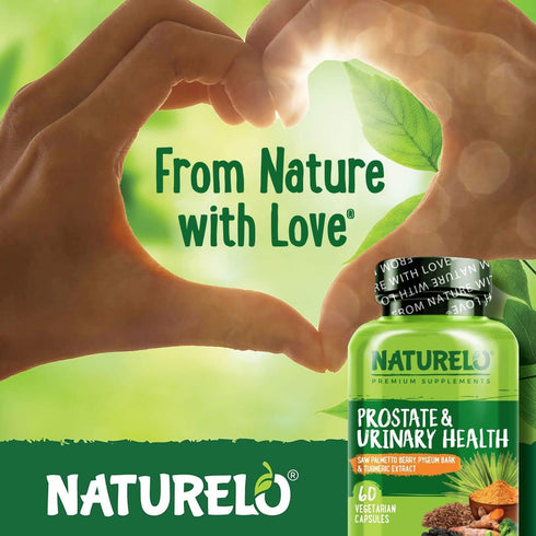 NATURELO Prostate & Urinary Health, 60 Vegetarian Capsules, Comprehensive Formula with Saw Palmetto, Pygeum, Tumeric