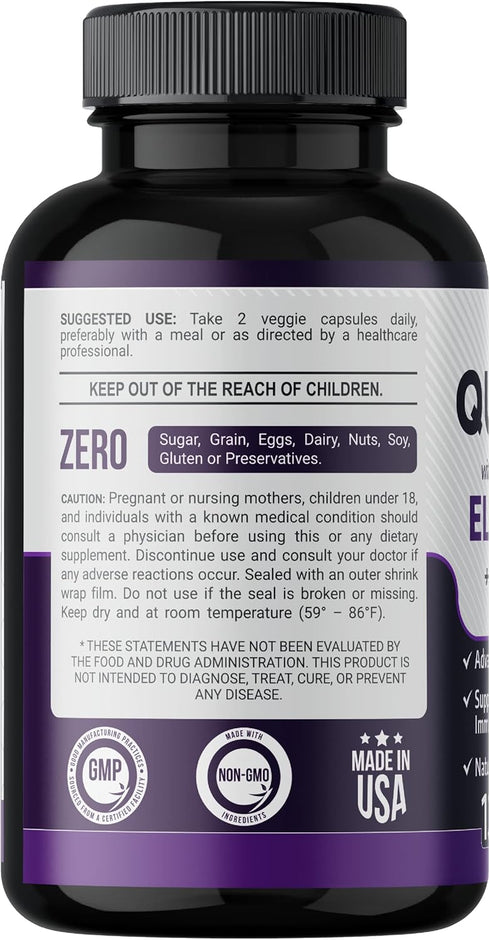 Quercetin with Vitamin C and Zinc - Elderberry, Quercetin 500mg, Quercetin with Bromelain, Zinc Quercetin, Vitamin D3 -