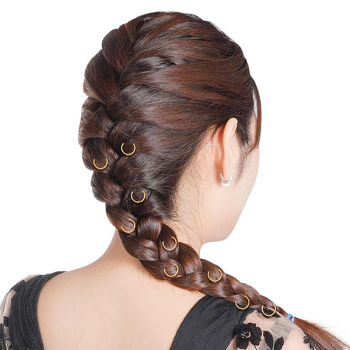 Nydotd 180 Pieces Hair Rings - Braid Rings, Loop Clips, and Hoops - 3 Colors, 2 Sizes for Women's Fashion Hair
