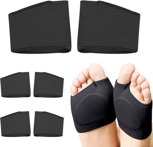3 Pairs of Metatarsal Pads, Ball of Foot Cushions for Pain Relief of Bunions & Morton's Neuroma, Large, Black