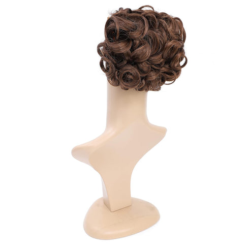SWACC Short Messy Curly Dish Hair Bun Extension, Easy Stretch Combs Clip in Ponytail Extension Scrunchie
