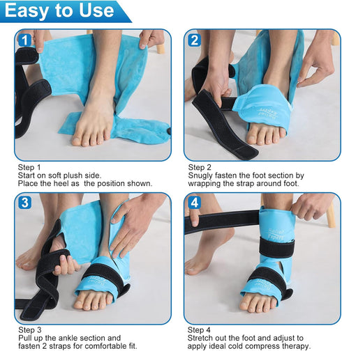 Relief Expert Ankle Foot Ice Pack Wrap - Reusable Gel Cold Pack with Compression Therapy, Heel Ice Pack for Achilles