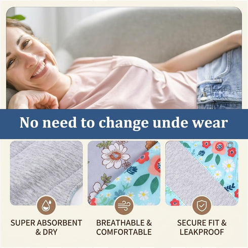 Nouysoc 6 7in PCS Reusable Incontinence Pads, Reusable Incontinence Pads for Women, Washable Waterproof Pads, Menstrual
