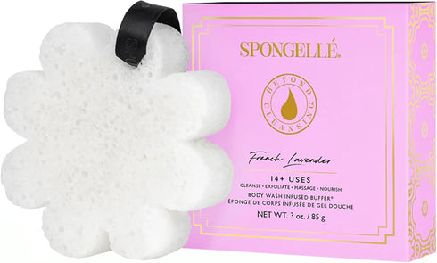 Spongelle French Lavender Wild Flower Buffer Body Scrubber with Box, Bath & Shower Loofah for Women