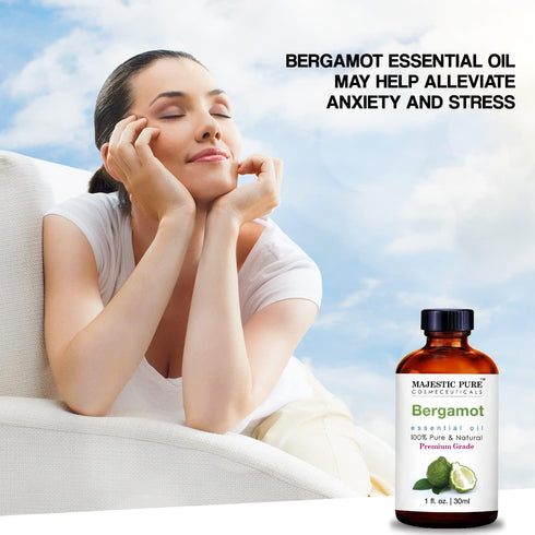 MAJESTIC PURE BERGAMOT Essential Oil - 100% Pure and Natural, 1 Fl Oz for Hair Care, Skin, and Aromatherapy
