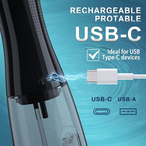 Water Dental Flosser Oral Irrigator, 5 Modes, 350ml, 6 Tips, IPX7 Waterproof, Rechargeable for Travel & Home