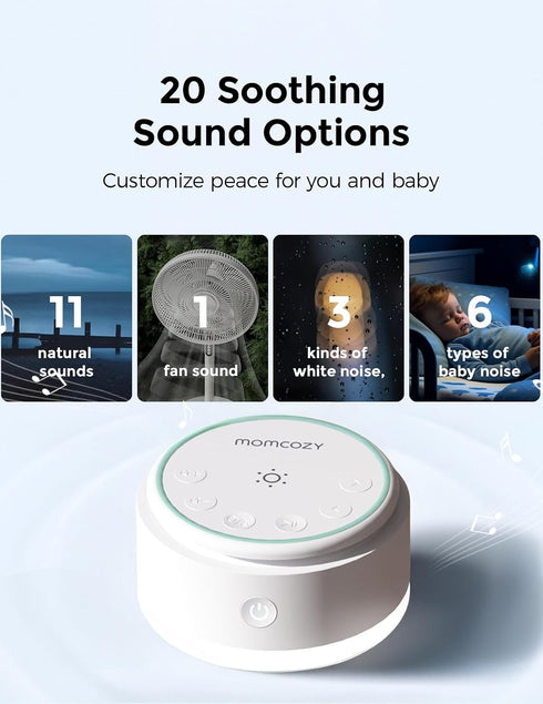 Momcozy 20 Sound Machine for Baby | Portable White Noise Sound Machine for Sleep Rechargeable | Sleep Sounds White