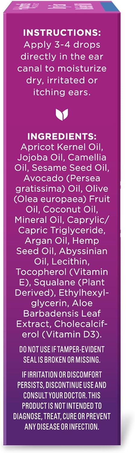 Hyland's Naturals Dry Ear Relief Oil, Relieve Ear Irritation Fast, for Itchy & Dry Irritated Ears, Ages 2+, Day & Night Drops, 0.5 Ounce