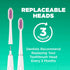 GUM Sonic Powered Toothbrush, Tapered Bristles Clean Below The Gumline, Bundle, White, 1 Handle + 2 Refills