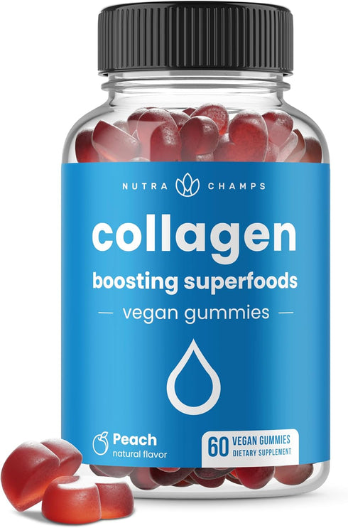 Collagen Boosting Gummies for Natural Collagen Production, Vegan Pectin Supplements Chews for Hair, Skin, Nails, Joint