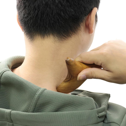 Honbay 2PCS Reflexology Tools Wood Body Massager Triangle Gua Sha Board Scraping Board Foot Massage Stick Tool Head