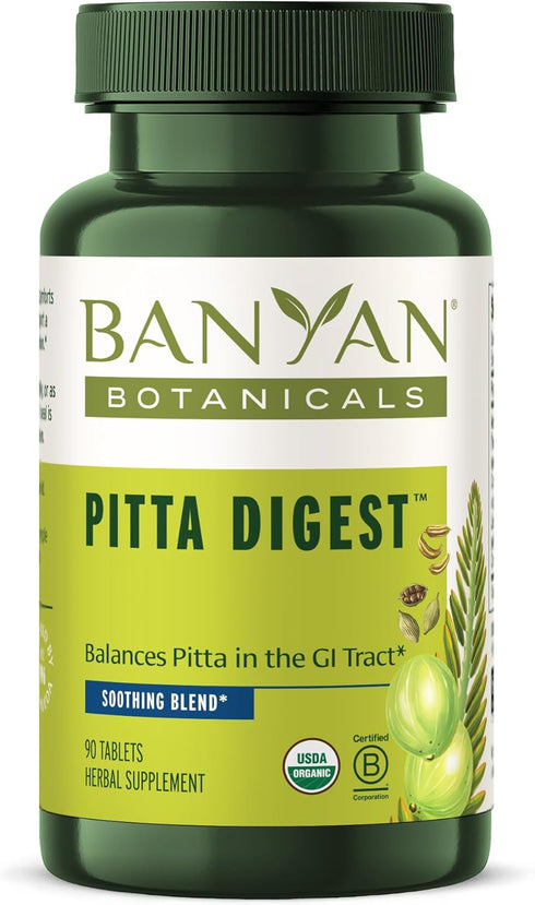 Banyan Botanicals Pitta Digest – Organic Digestive Supplement – Soothing & Calming Aid, 90 Tablets, Non-GMO