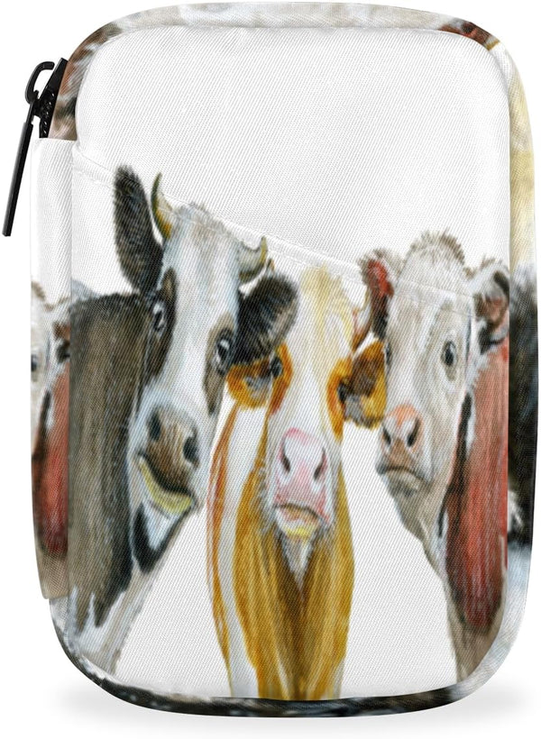 Honeybaby Funny Cow Faces Pill Case Bag Portable Weekly Pill Organizer Travel Pill
