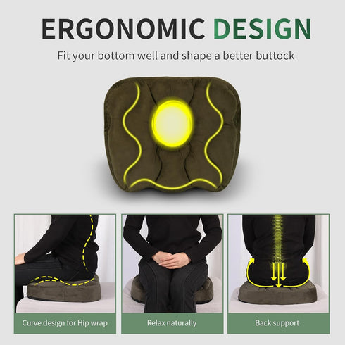 Bacaby 30D Ergonomic Wheelchair Seat Cushion, High-Density Foam Coccyx Support, Non-Slip Pressure Relief Cushion
