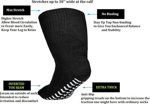 M.B. Leaf Extra Wide Socks for Swollen Feet,Bariatric Socks, Non Slip Cast Sock Diabetic Edema Hospital Oversized