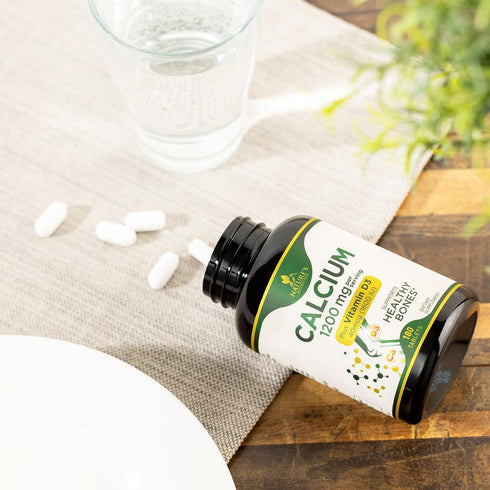 Calcium 1200 mg with Vitamin D3, 180 Tablets, Supports Bone Strength, Teeth & Immune System, Nature's Absorbable Calcium