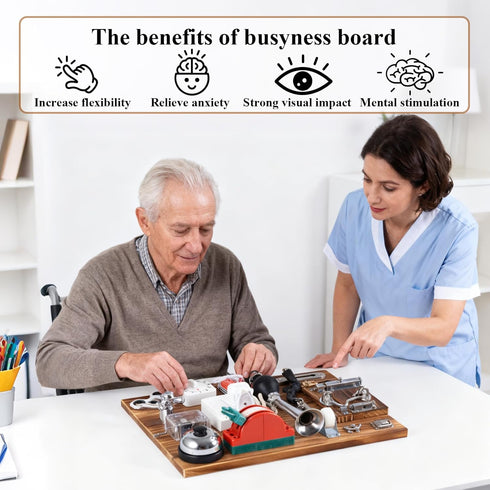 SHFGYG Fidget Busy Board for Adults with Dementia, Engaging Alzheimers Activities & Tactile Stimulation, Dementia