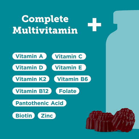 Gummies 60ct Hyland's Kids Multivitamin + Brain & Eye Health, Sugar Free Natural Mixed Berry Flavored with Choline