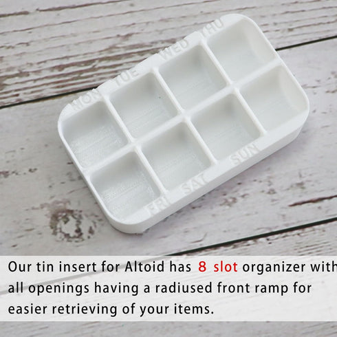 Tin,7 PIAOLGYI Insert for Altoid Day Weekly Pill Organizer,Organizer Insert Tin Pill Storage Insert for Altoid(White)