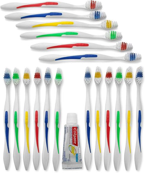 100 Toothbrushes Bulk Wholesale Quantity - Standard Size, Medium Soft Bristles, Individually Wrapped for Dental Care