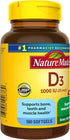 Nature Made Vitamin D3 1000 IU (25 mcg) | 180 Softgels | Dietary Supplement for Bone, Teeth, Muscle and Immune Health