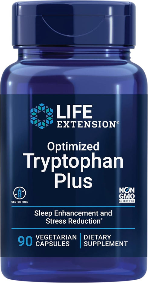 Life Extension Optimized Tryptophan Plus 1000mg - L-Tryptophan Supplement with Niacin and L-Lysine for Healthy Sleep &