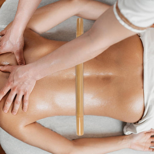 Massage Stick Roller Massager for Neck Shoulder Back and Face with Black Storage Bag Natural Wooden Muscle Relief Tool