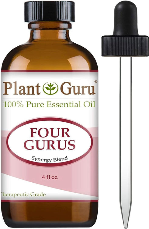Four Gurus Essential Oil Blend, 4 oz Bulk, 100% Pure Natural Therapeutic Grade, Aromatherapy Diffuser
