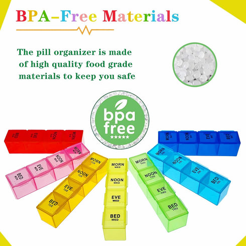 ZVZM 4 7 28 Weekly Pill Organizer Times a Day, Large Medicine Organizer, Pill Box Day Compartment, Portable Travel Pill