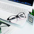VisionGlobal Blue Light Blocking Glasses for Women/Men, Anti Eyestrain Stylish Oval Frame, Anti Glare (Black Purple,