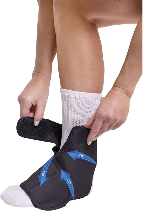 Ankle & Foot Reusable Gel Ice Pack Cold Wrap by Brace Direct - Pain Relief for Achilles Tendinitis, Sprains & Injury