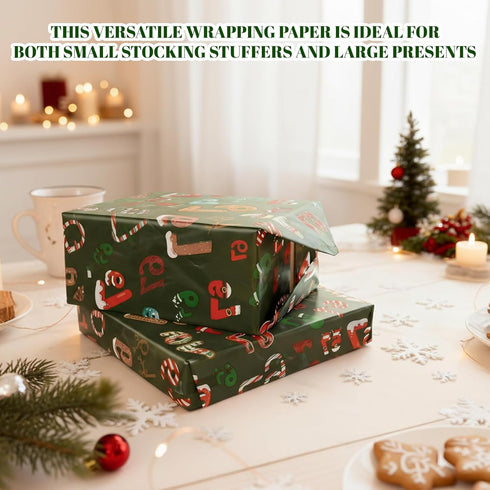 ZHLKHIOP 2 6 7 67 2 Pcs Christmas Wrapping Paper, Meme Christmas Gift Wrap, White and Green Holiday Wrapping Paper