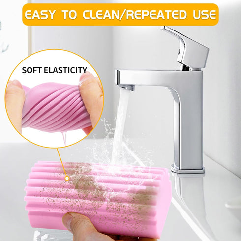 Damp Clean Duster Sponge, 4 Pack Reusable Magic Eraser for Household Cleaning Blinds, Glass, Baseboards (Pink)