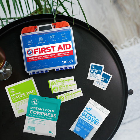 Be Smart Get Prepared 110 pc First Aid Kit for Home, Office, Car, School, Travel, Emergency