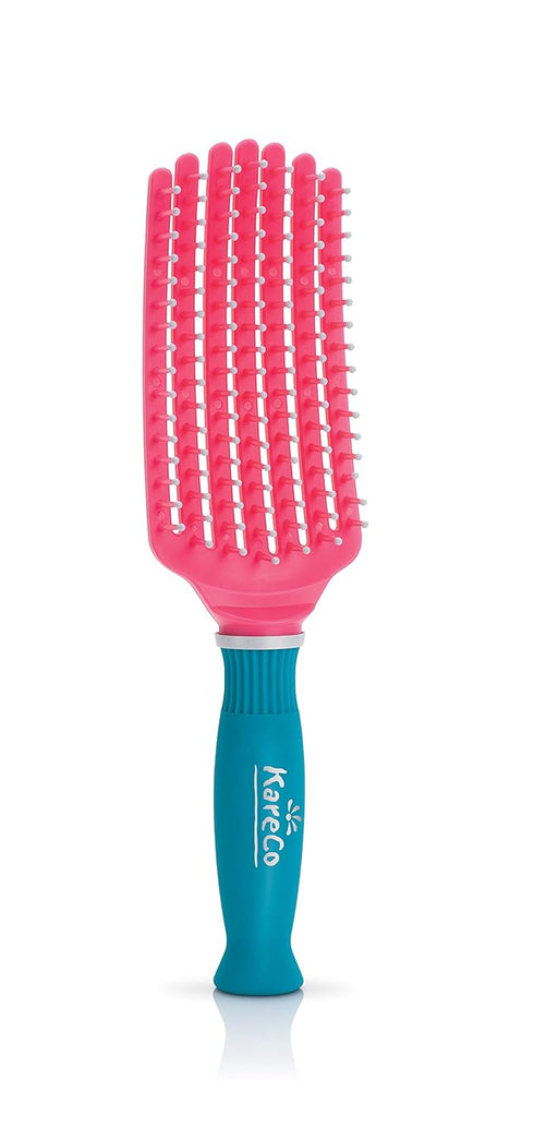 Premium Mini Tangle Buster Brush, Soft Nylon Bristles, Teal and Pink Color, Ideal for Wet and Dry Hair