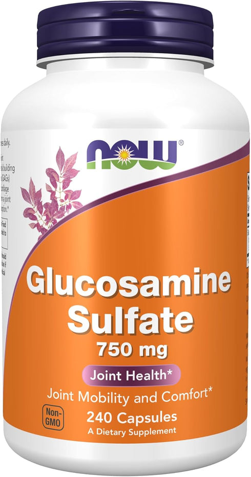 NOW Supplements Glucosamine Sulfate 750 mg, 240 Veg Capsules with UL Dietary Supplement Certification