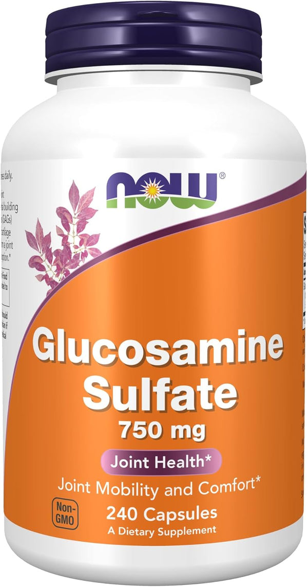 NOW Supplements Glucosamine Sulfate 750 mg, 240 Veg Capsules with UL Dietary Supplement Certification