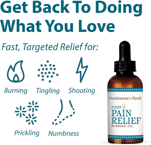 FRANKINCENSE & MYRRH Nerve and Foot Pain Relief Rubbing Oil, Maximum Strength with Essential Oils, 2 Fl. Oz.