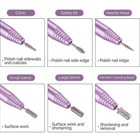 MelodySusie Portable Electric Nail Drill PC120B Compact Efile Kit for Acrylic Gel Nails, Purple