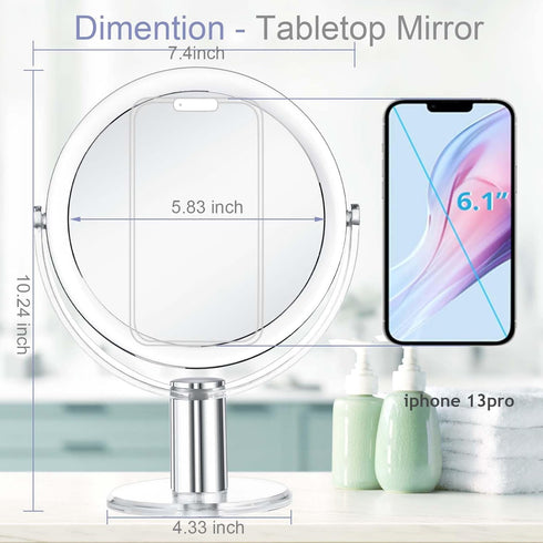 Vanity Mirror Makeup Mirror with Stand, 1X/15X Magnification Double Sided 360 Degree Swivel Mirror, 7.4 Inch Portable