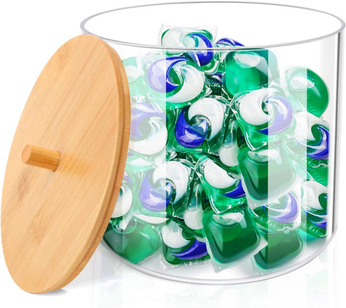 JYPS 2-Pack Laundry Detergent Pods Container, Plastic Organization and Storage Jar for Detergent, Pods, Bath Bombs