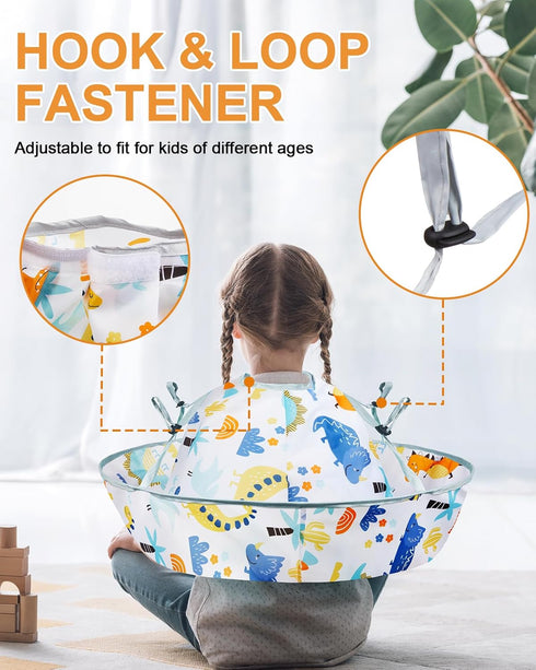 Lictin Haircut Capes Umbrella for Kids - Waterproof Hairdressing Cape with 1PCS Black Comb, Dinosaur Theme