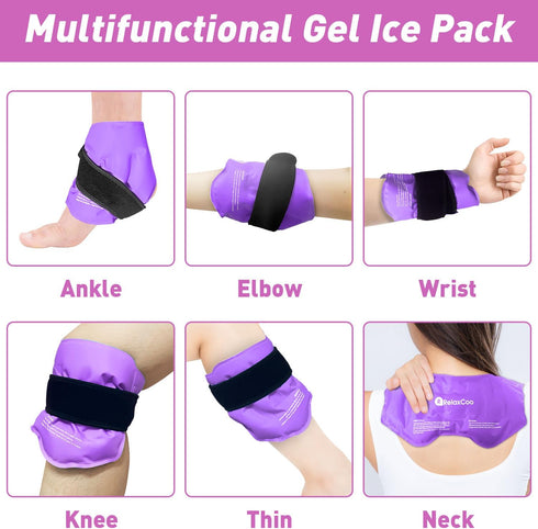 2 Pack Ankle Ice Pack Wrap - Reusable Gel Ice Pack for Foot Ankle Heel, Cold Compress Therapy for Pain Relief,