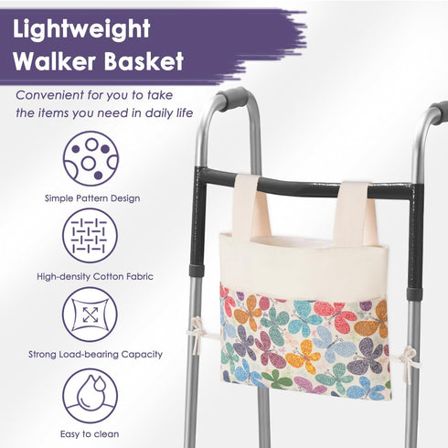 15"x11.5" TOGETRUE Walker Bag, Handy Walker Basket with Water Cup Holder, Walker Accessories Storage Bag for Folding