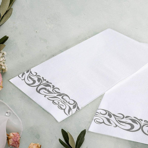 Vplus 400 Pack Paper Napkins Guest Towels Disposable Premium Quality 3-ply Dinner Napkins Disposable Soft, Absorbent, Party Napkins Wedding Napkins for Kitchen, Parties, Dinners or Events(Silver) by Vplus