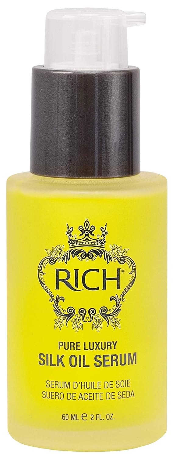 RICH Pure Luxury Silk Oil Serum with Organic Jojoba & Sweet Almond Oil for All Hair Types, 2 Oz