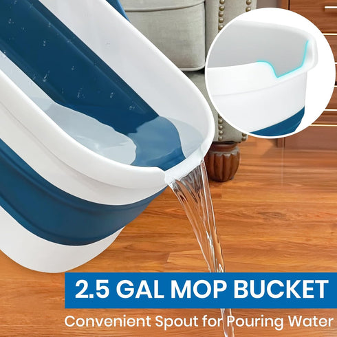 Set Collapsible Mop and Bucket with Scrub Mop and Brush, Tile Laminate Hardwood Floor Brush and Flat Mops for Floor