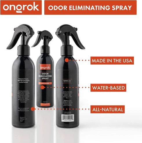 Smoke Odor Eliminator Spray by ONGROK, Natural Unscented, 8 oz, Made in USA, Air Freshener for Home and Car