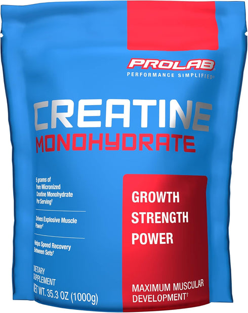 ProLab Creatine Monohydrate, Best Micronized Creatine Powder for Increased Muscle Mass, Strength, Endurance (1000g)